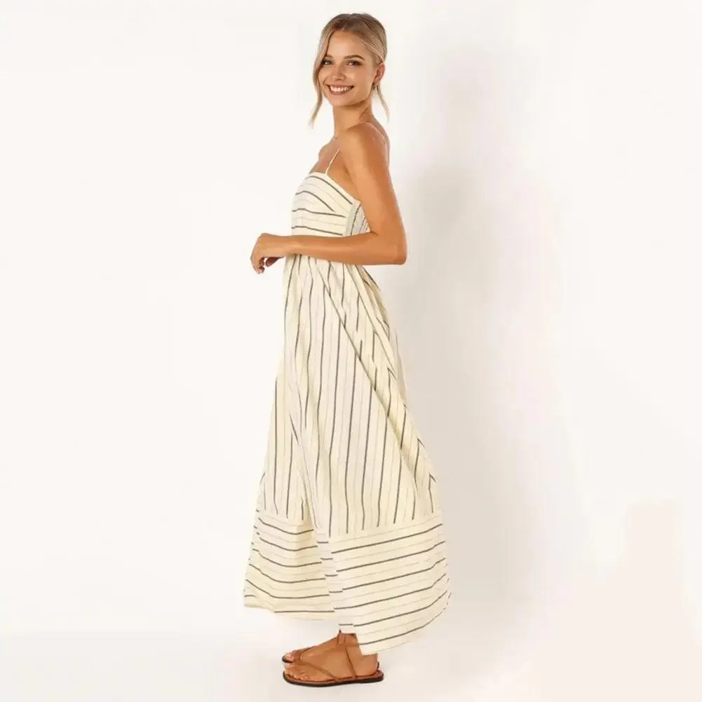 Chic Striped Backless Maxi Sundress