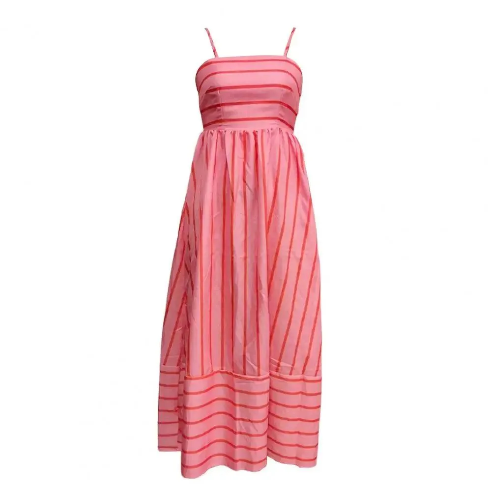 Chic Striped Backless Maxi Sundress
