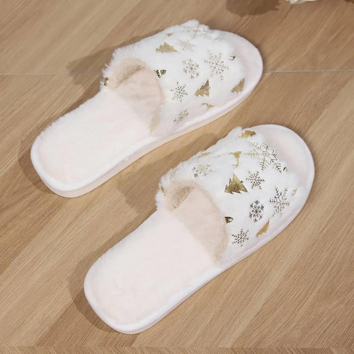 Christmas Gift Open-toe Plush Home Slipper