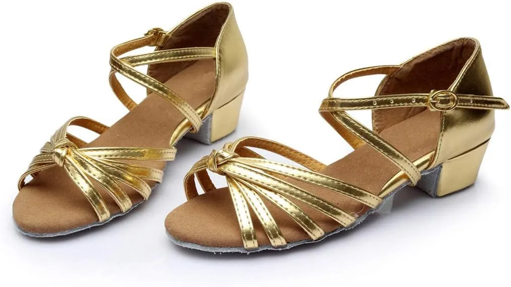 Chunky Dress Shoes for Women Open Toe Latin Dance Shoes Professional Ballroom Sandals Low Block Heeled Sandals