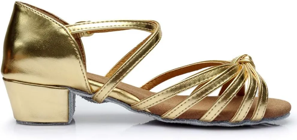 Chunky Dress Shoes for Women Open Toe Latin Dance Shoes Professional Ballroom Sandals Low Block Heeled Sandals