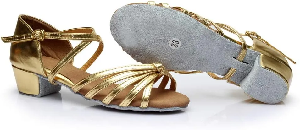 Chunky Dress Shoes for Women Open Toe Latin Dance Shoes Professional Ballroom Sandals Low Block Heeled Sandals