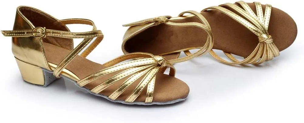 Chunky Dress Shoes for Women Open Toe Latin Dance Shoes Professional Ballroom Sandals Low Block Heeled Sandals