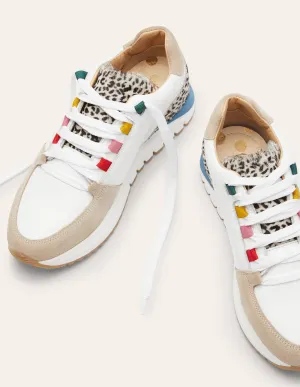 Classic Trainers-White/Blue/Leopard