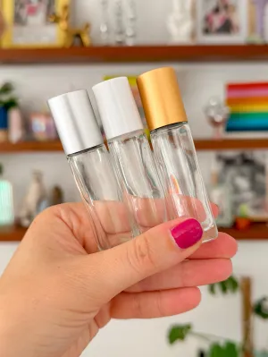 Clear 10ml Essential Oil Roller Bottles | Flat of 150 Bottles *** NO CAPS*** ***ONLY BOTTLES AND GLASS or GEM ROLLERS***