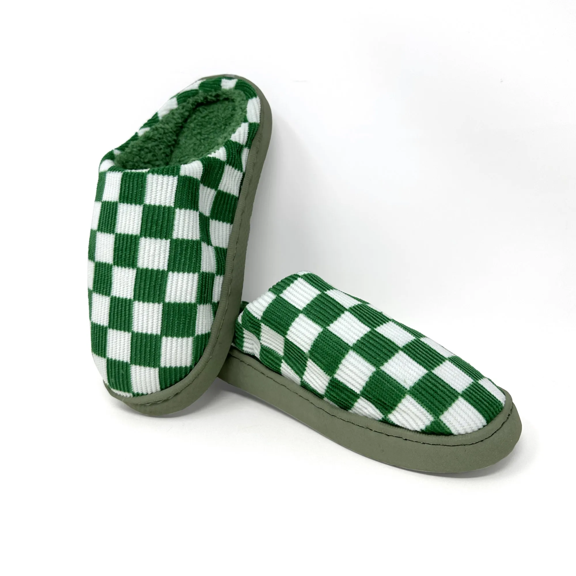 Corduroy Check Slippers
