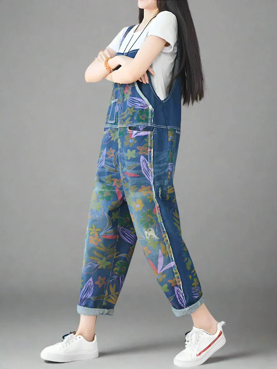 Cowboy Printed Denim Overalls Dungarees