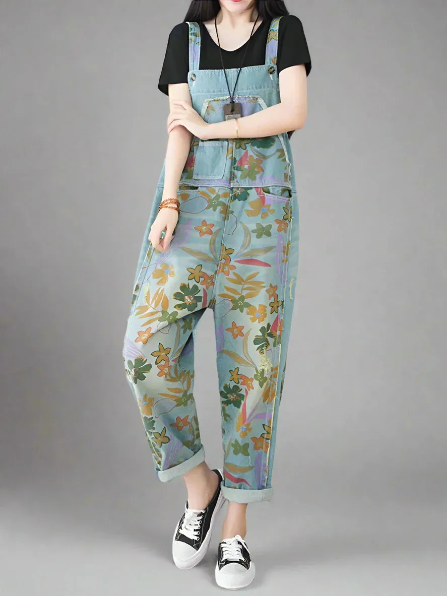 Cowboy Printed Denim Overalls Dungarees