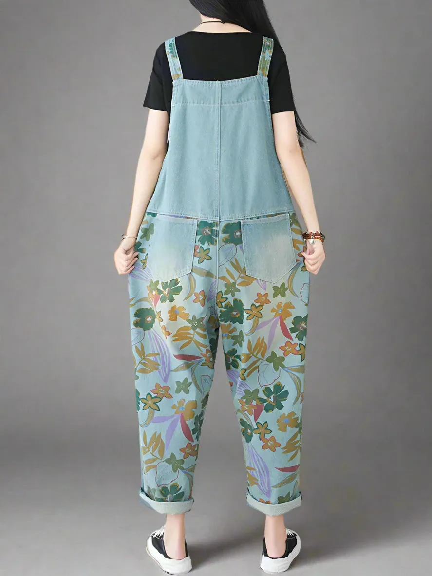 Cowboy Printed Denim Overalls Dungarees