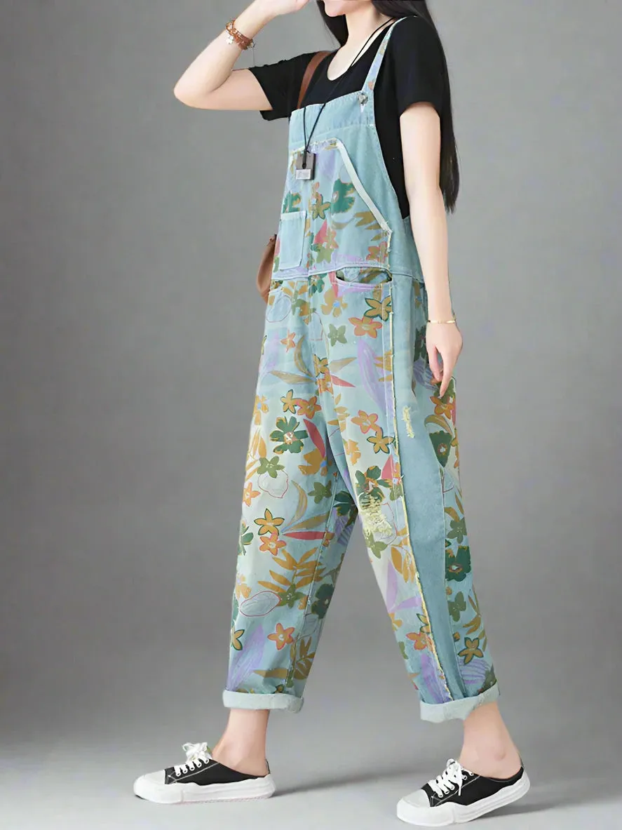 Cowboy Printed Denim Overalls Dungarees