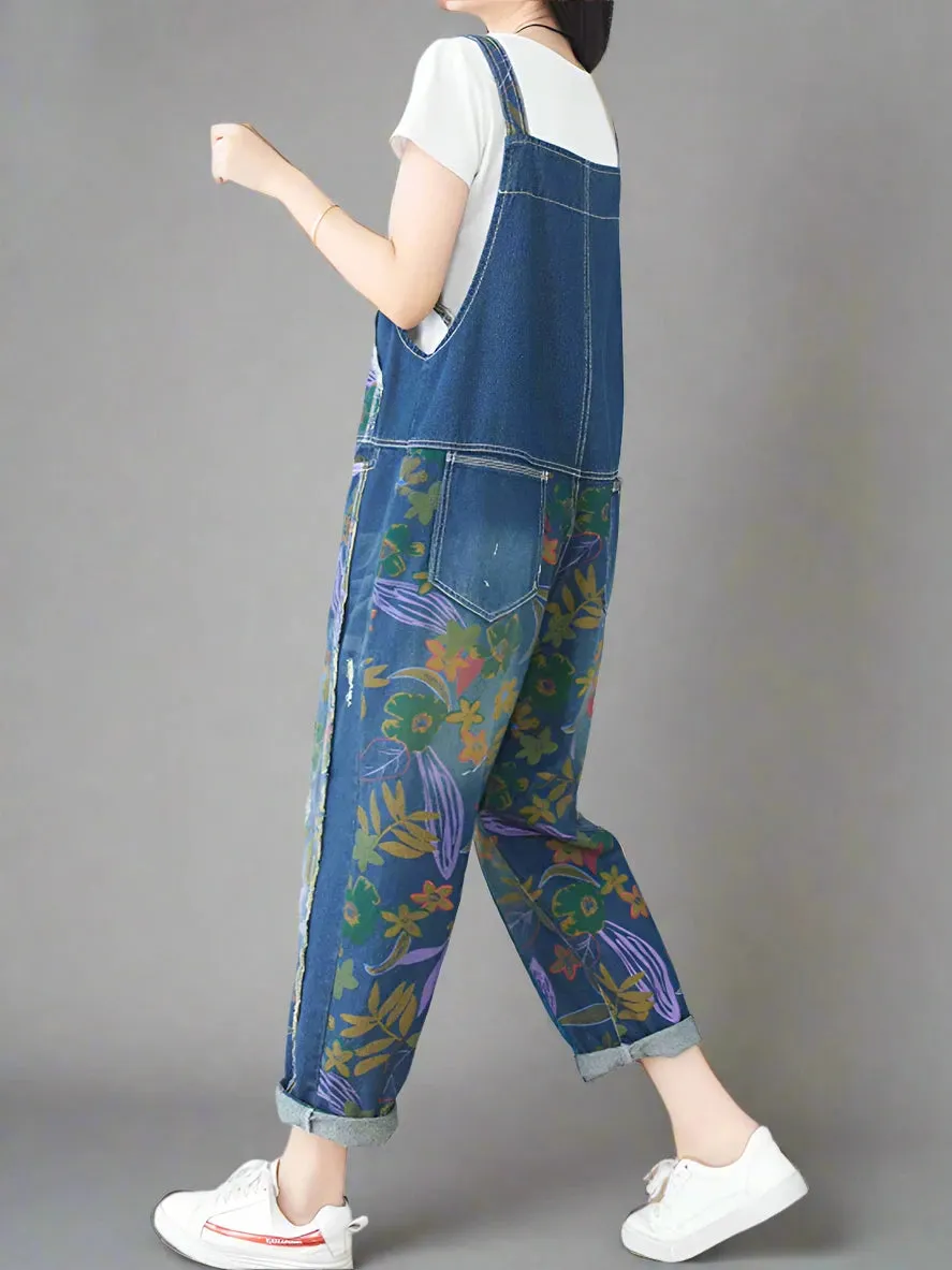 Cowboy Printed Denim Overalls Dungarees