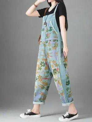 Cowboy Printed Denim Overalls Dungarees