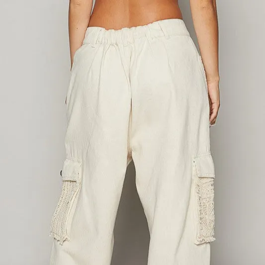 Crochet Patch Distressed Washed Jeans