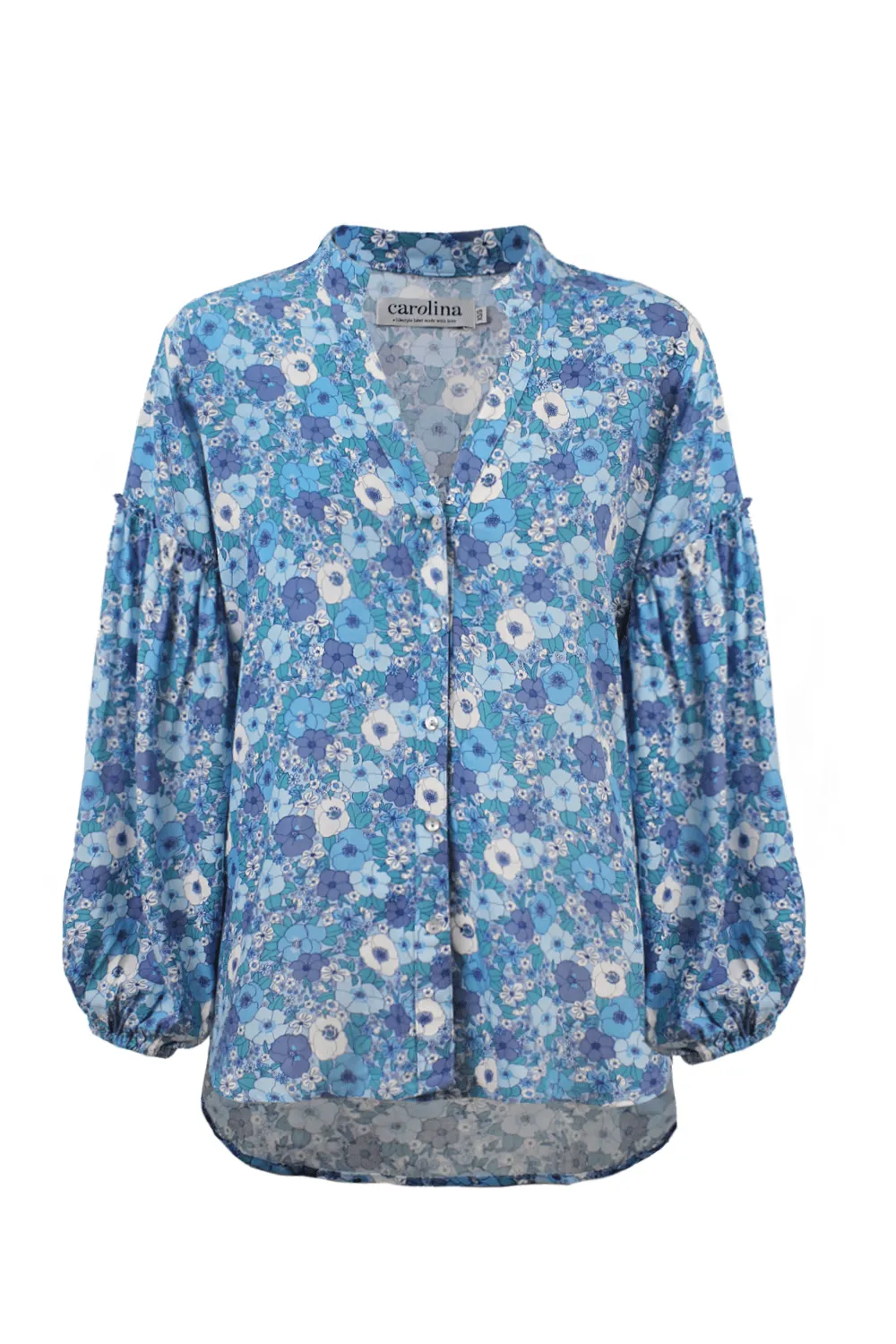 Dana Floral Long Sleeve Top Blue
