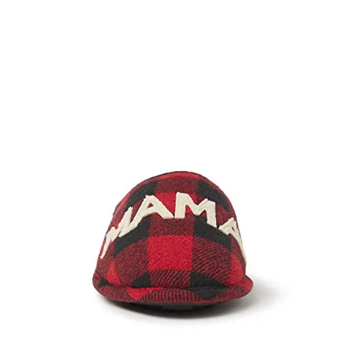 Dearfoams Women's Mama Bear Slipper, Buffalo Plaid, Medium