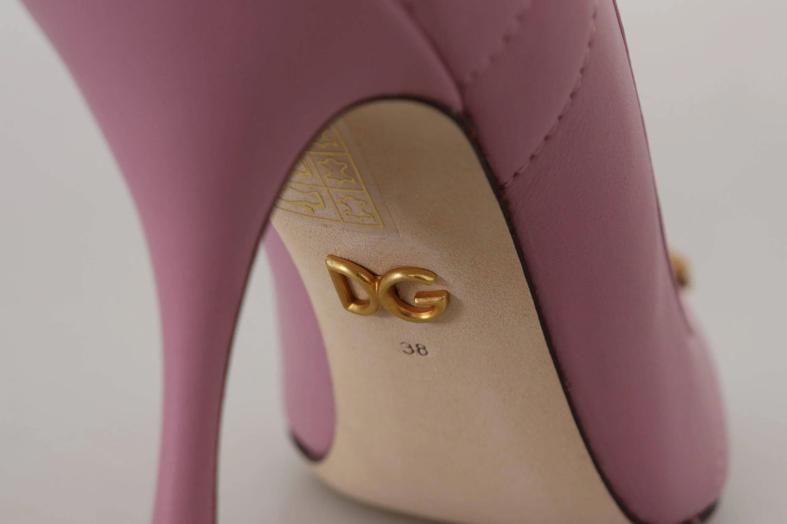 Dolce & Gabbana Pink Leather Heart DEVOTION Heels Pumps Shoes