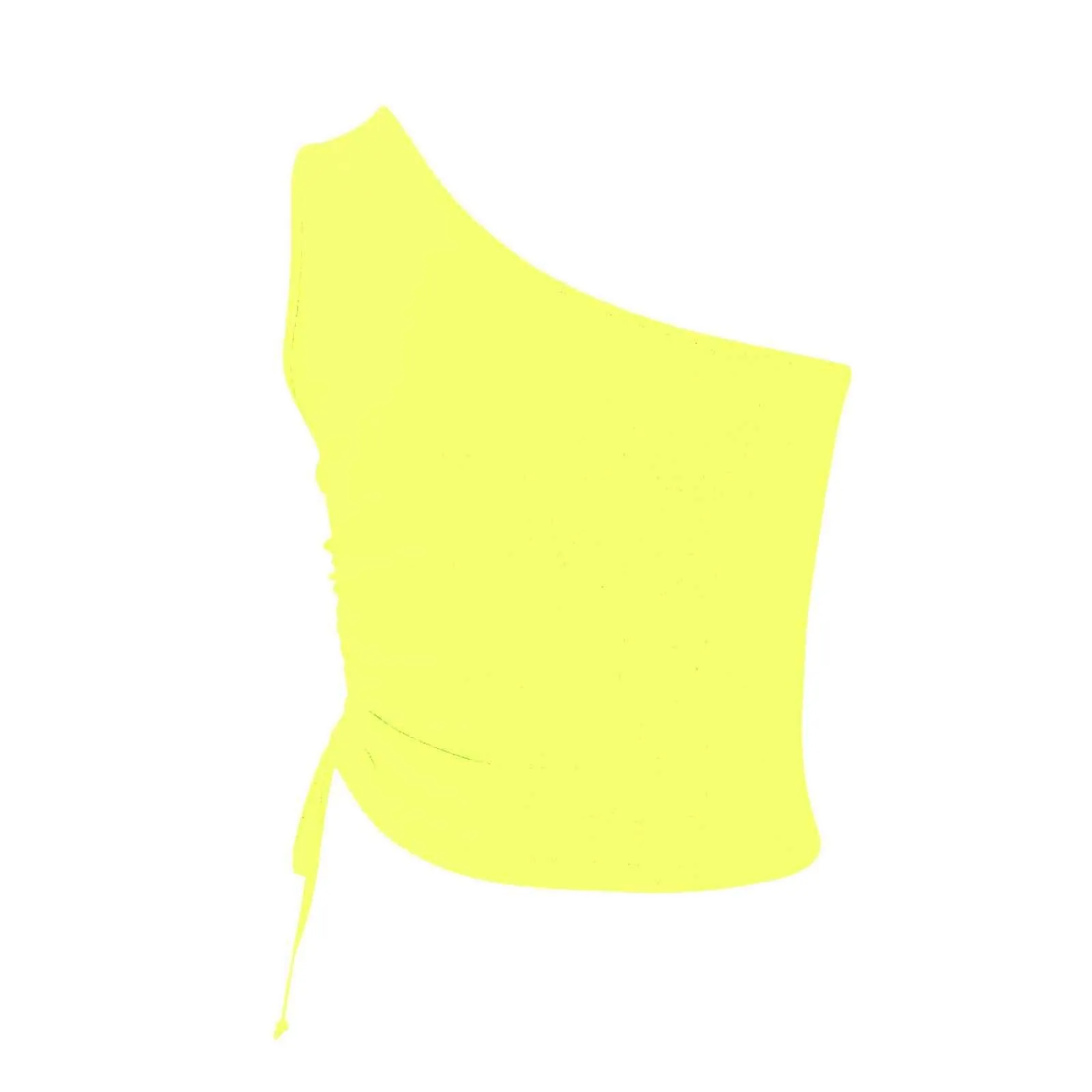 Drawstring Ruched Side One Shoulder Crop Tank Top