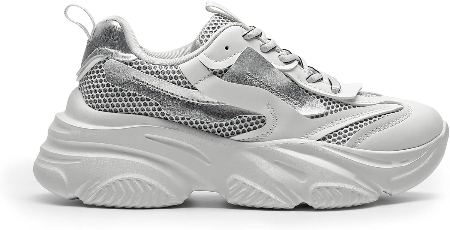 DREAM PAIRS Women's Platform Chunky Fashion Sneakers Jaxon Walking Lace-Up Comfortable Dad Sneakers Workout Sport Work Casual Tennis Shoes