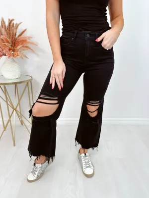 Duke Destroyed Knee Crop Flare Jeans