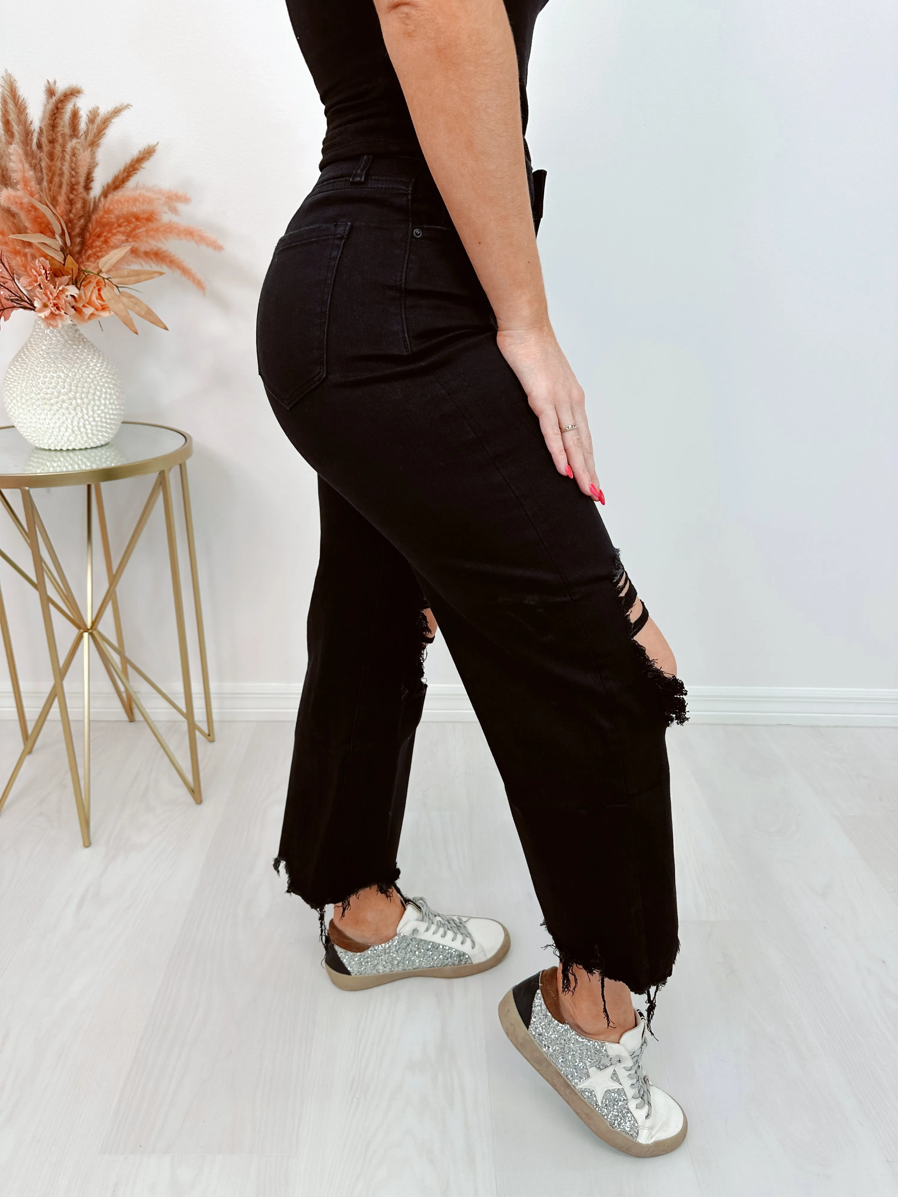 Duke Destroyed Knee Crop Flare Jeans