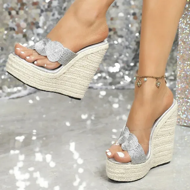 Eilyken Street Style Cane Weave Platform Wedges
