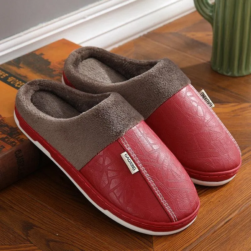 Elegant Unisex Winter Leather Slippers