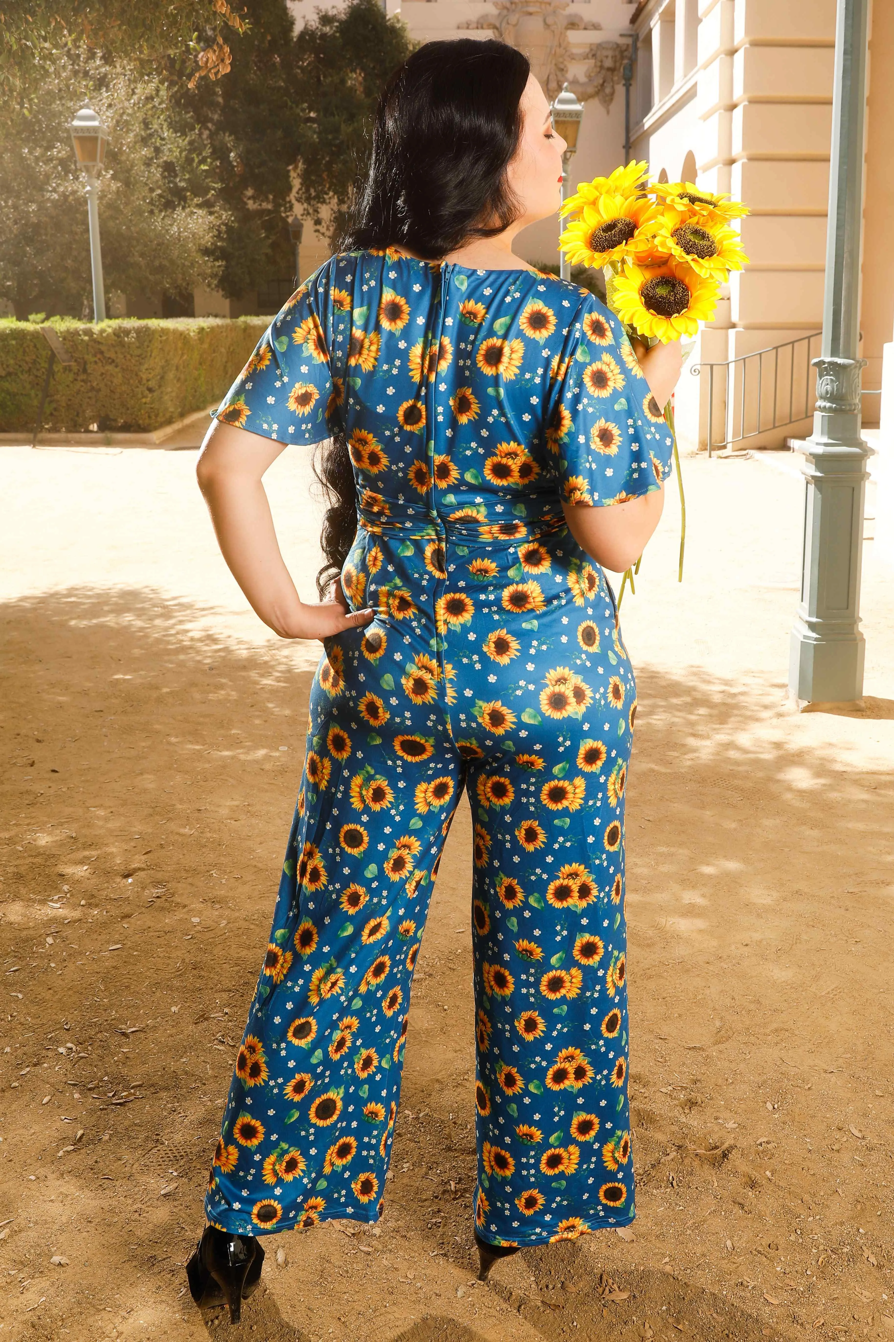 Esther Blue Sunflower Jumpsuit