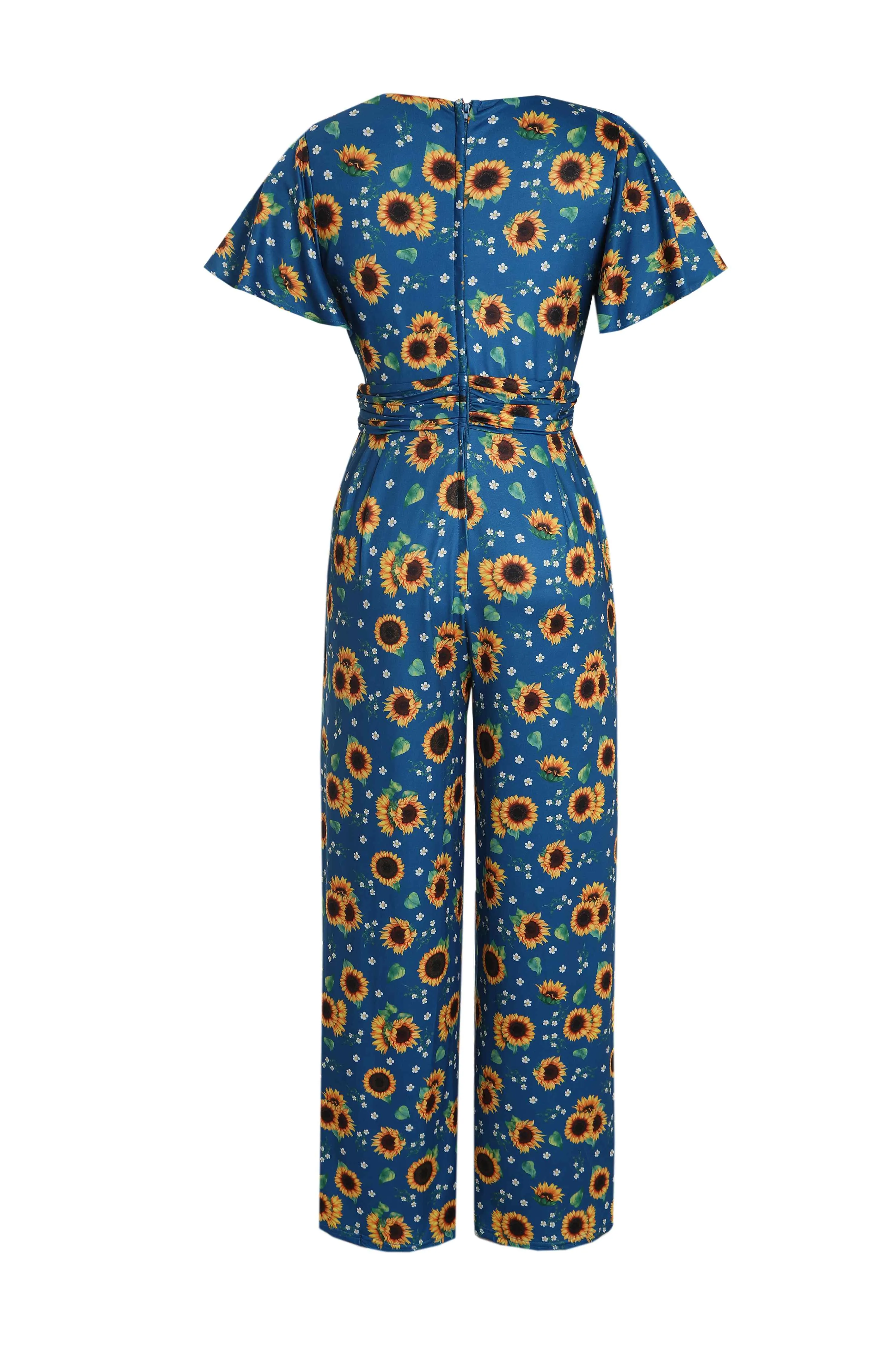 Esther Blue Sunflower Jumpsuit