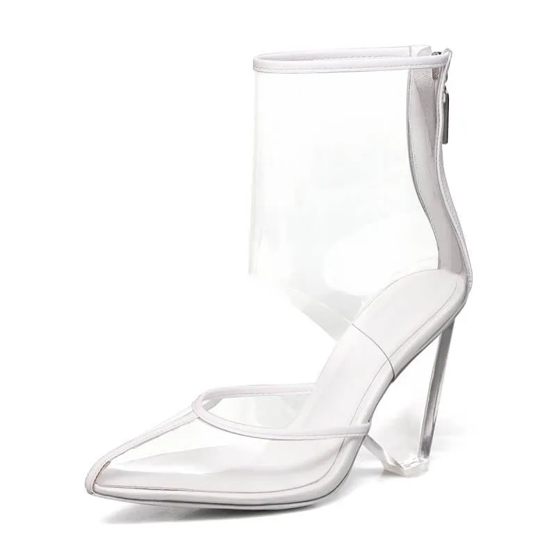 Fashion PVC Pointed Toe Cutout Pumps