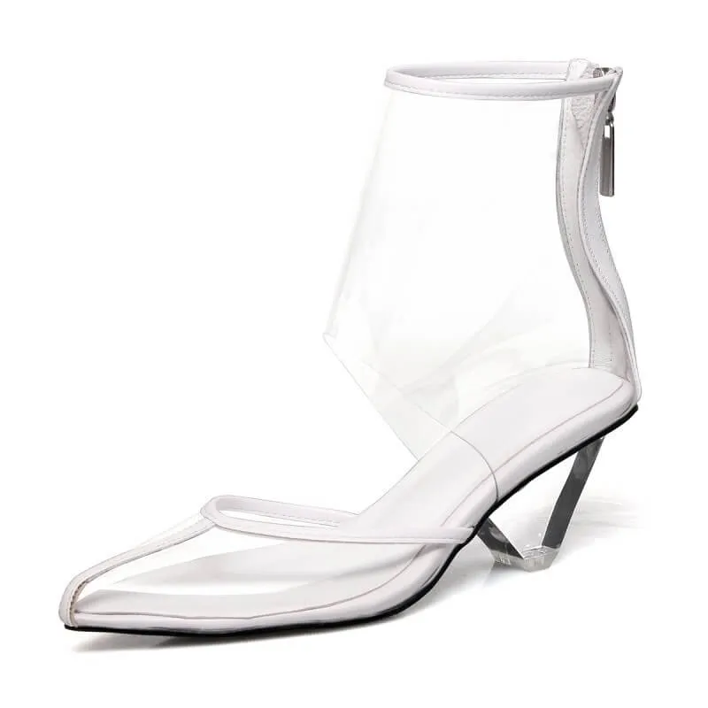 Fashion PVC Pointed Toe Cutout Pumps