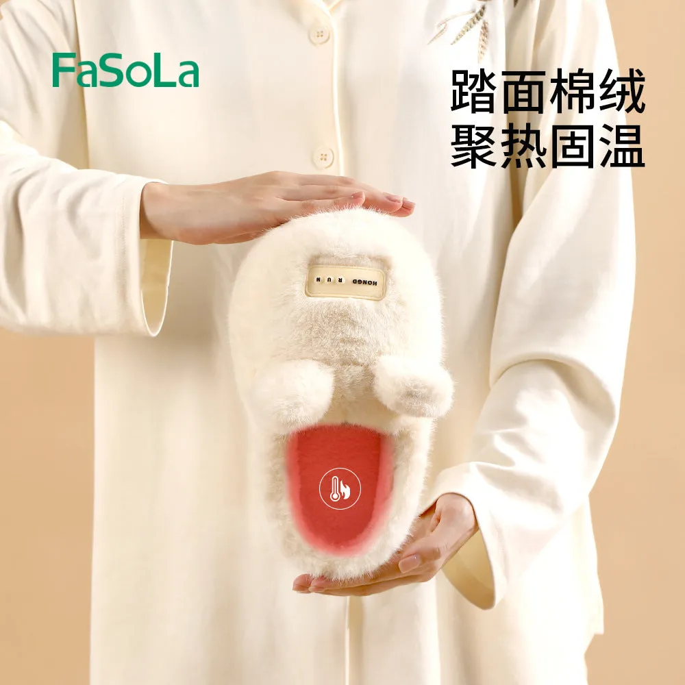 FaSoLa Fun Couple Cotton Slippers - Cream White, Size 36-37