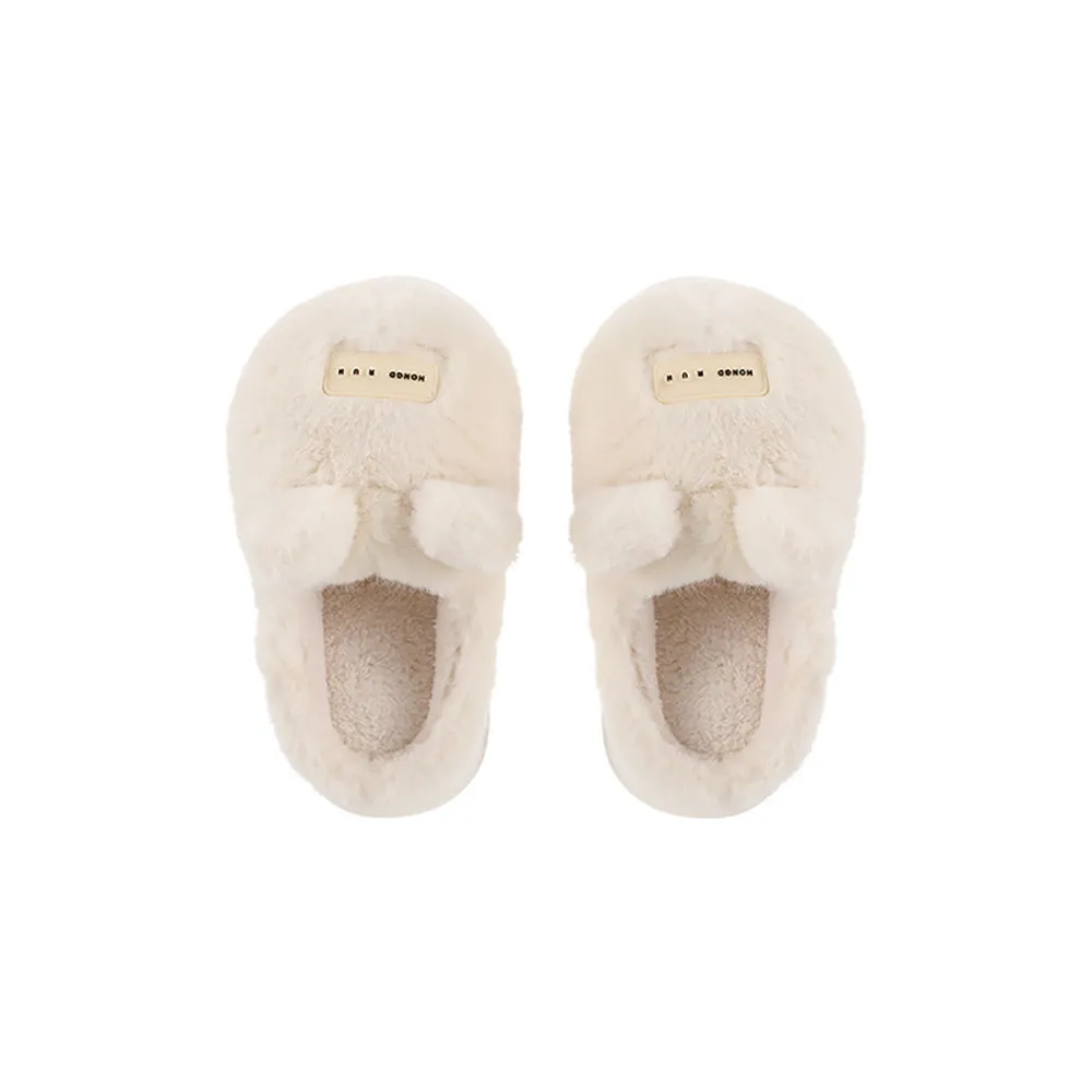 FaSoLa Fun Couple Cotton Slippers - Cream White, Size 36-37