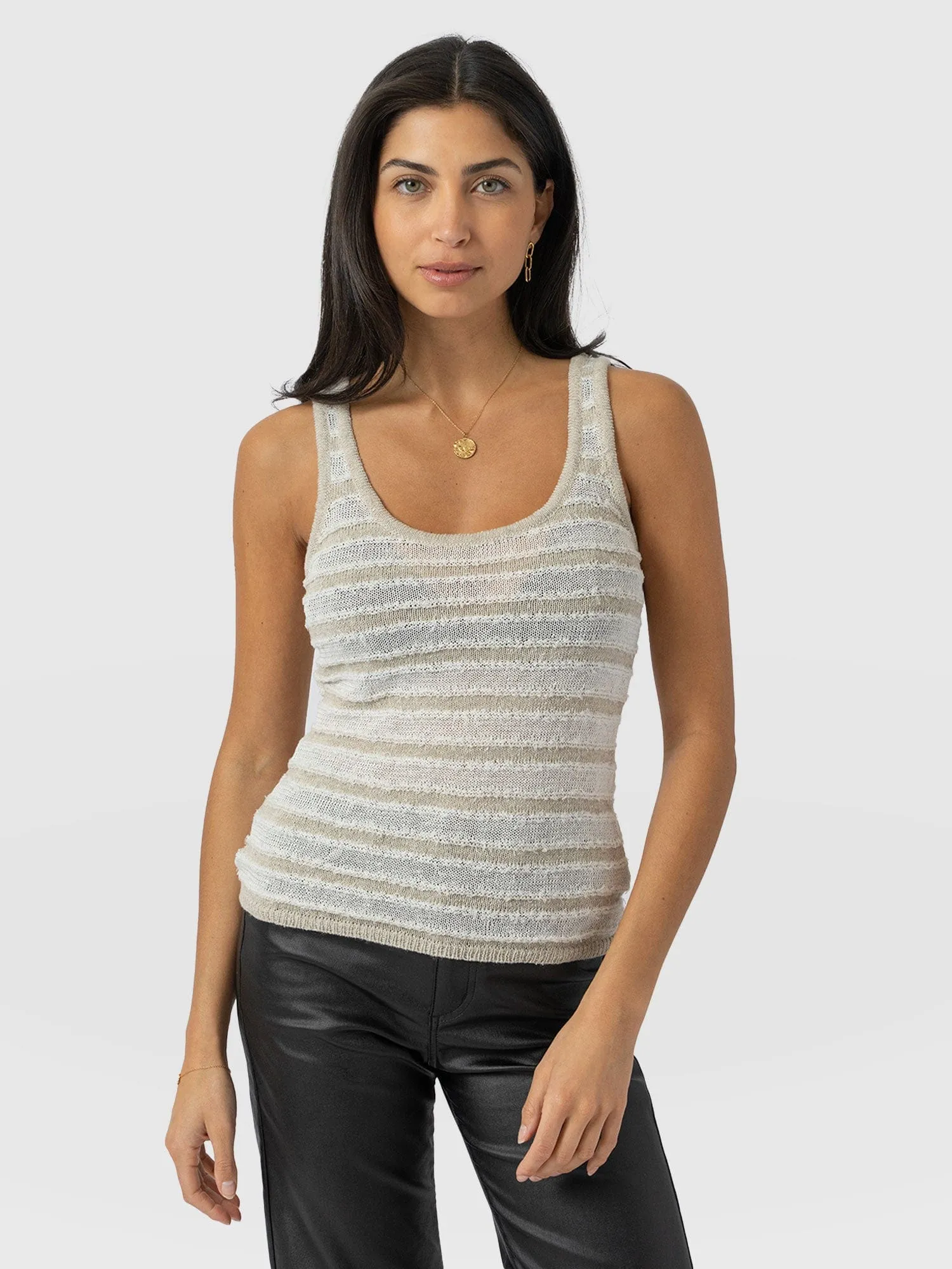 Fearne Knit Cami - Cream Stripe