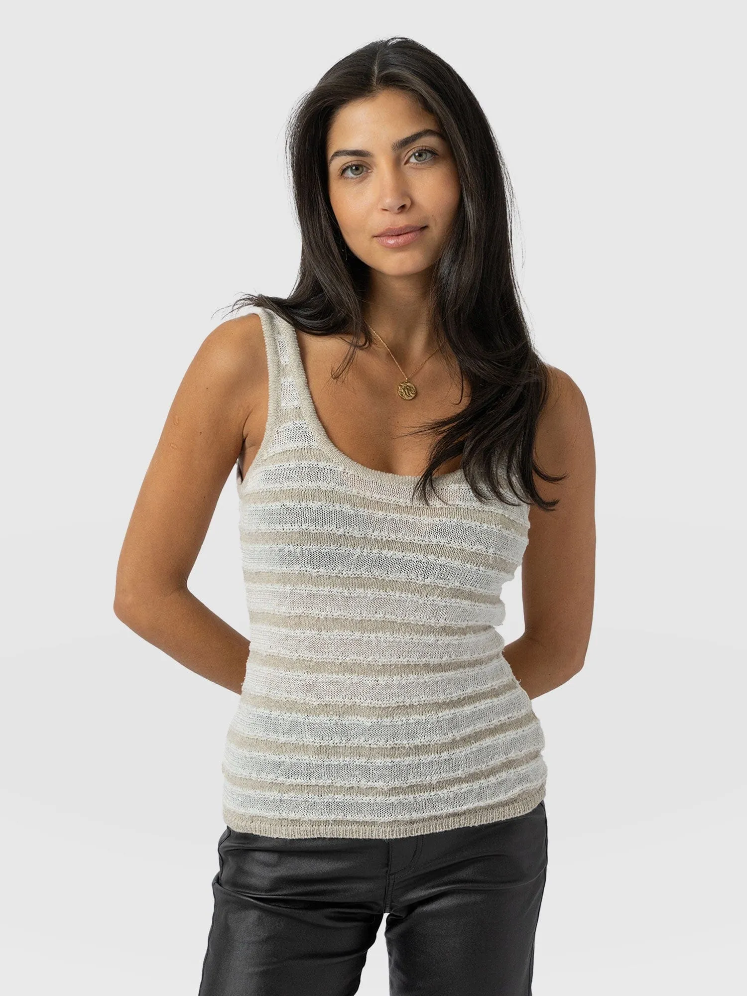 Fearne Knit Cami - Cream Stripe