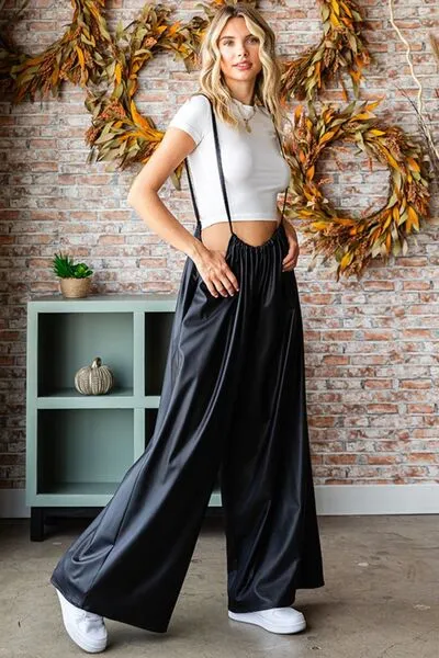 First Love Drawstring Wide Leg Overalls