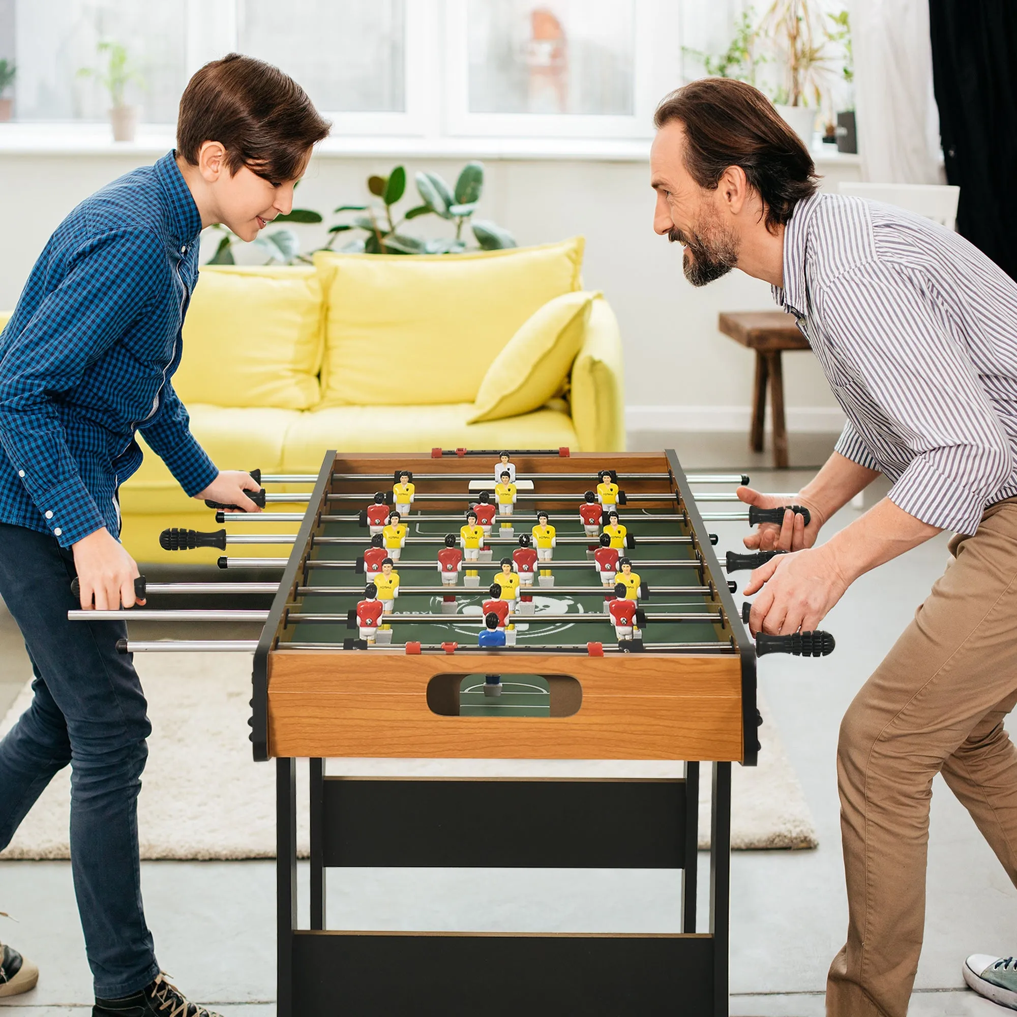 Folding Football Gaming Table Mini Foosball Soccer Table for Family Fun Indoor Play Sports