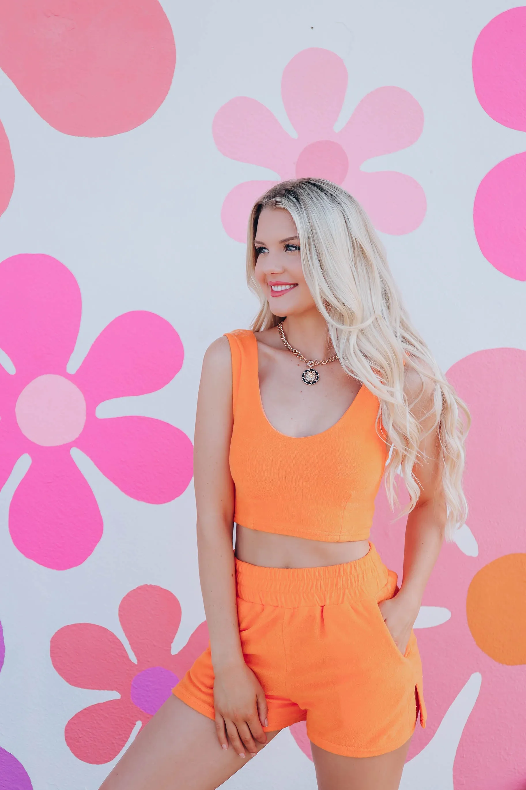 Foxy Terry Crop/Short Set - Orange