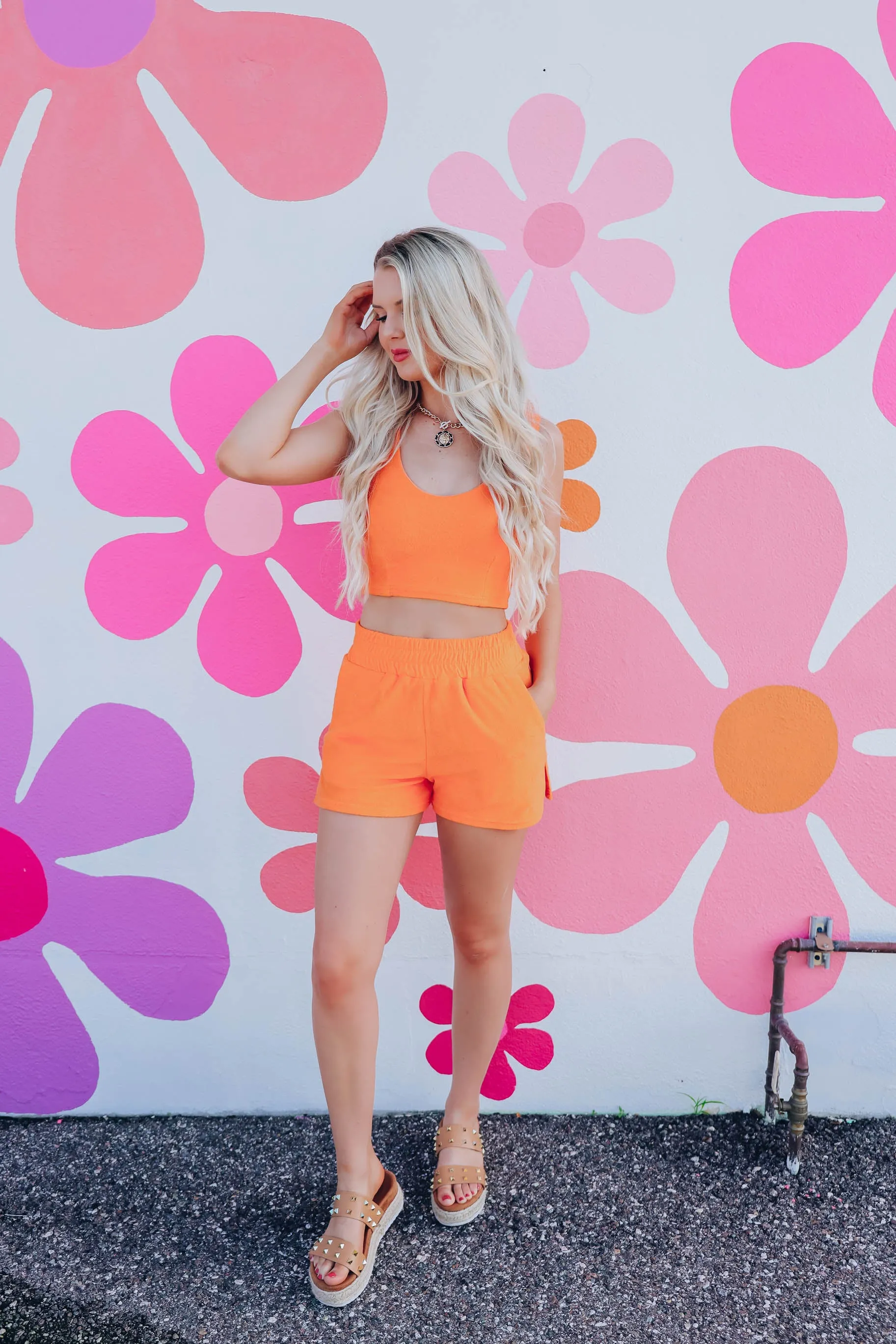 Foxy Terry Crop/Short Set - Orange