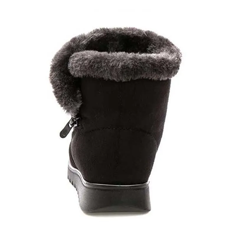 Fur lining anti-slip winter boots for women fur warm ankle boots with zipper