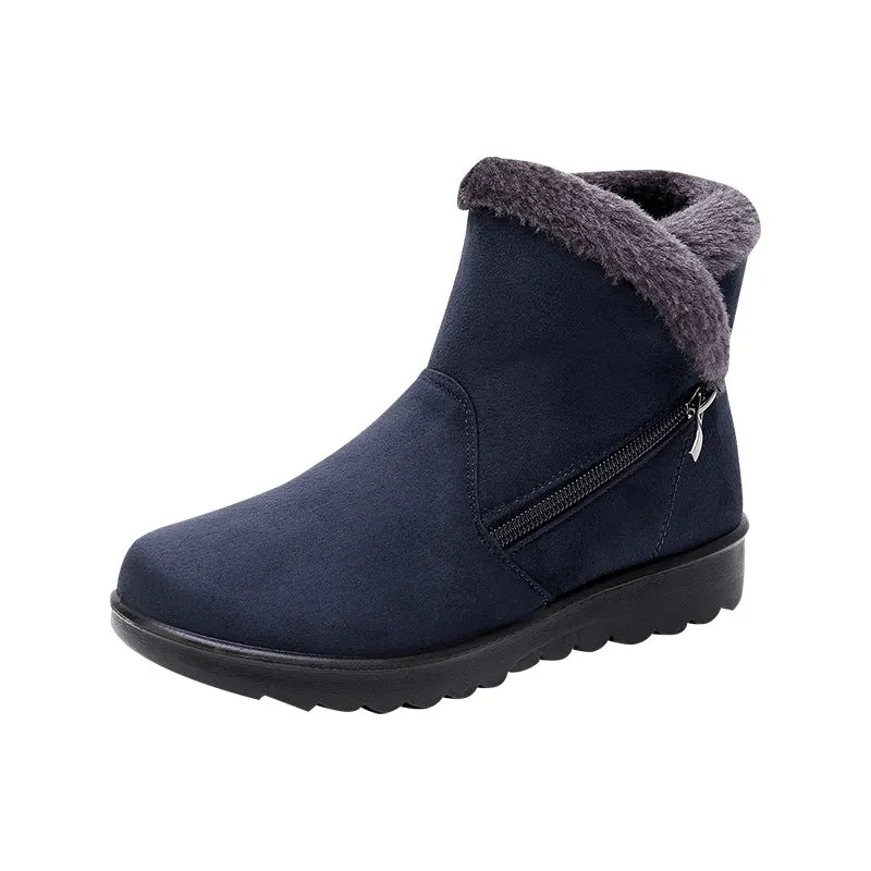 Fur lining anti-slip winter boots for women fur warm ankle boots with zipper