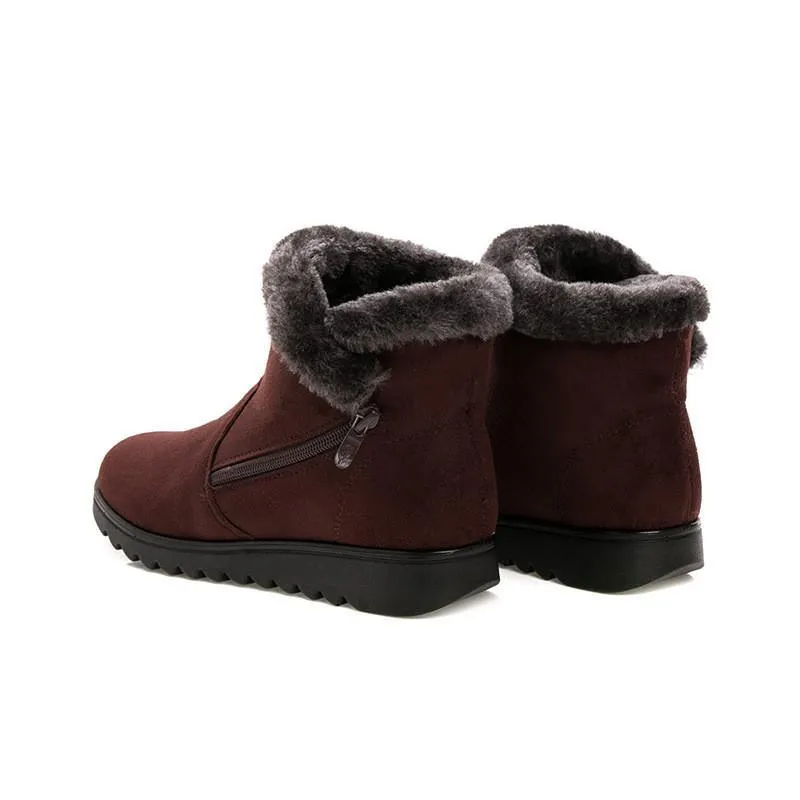 Fur lining anti-slip winter boots for women fur warm ankle boots with zipper