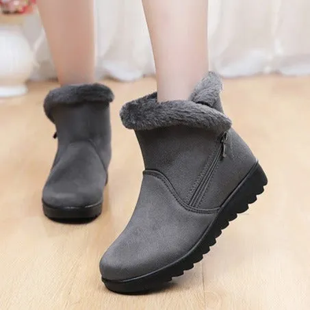 Fur lining anti-slip winter boots for women fur warm ankle boots with zipper