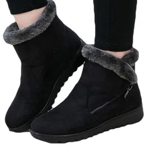 Fur lining anti-slip winter boots for women fur warm ankle boots with zipper