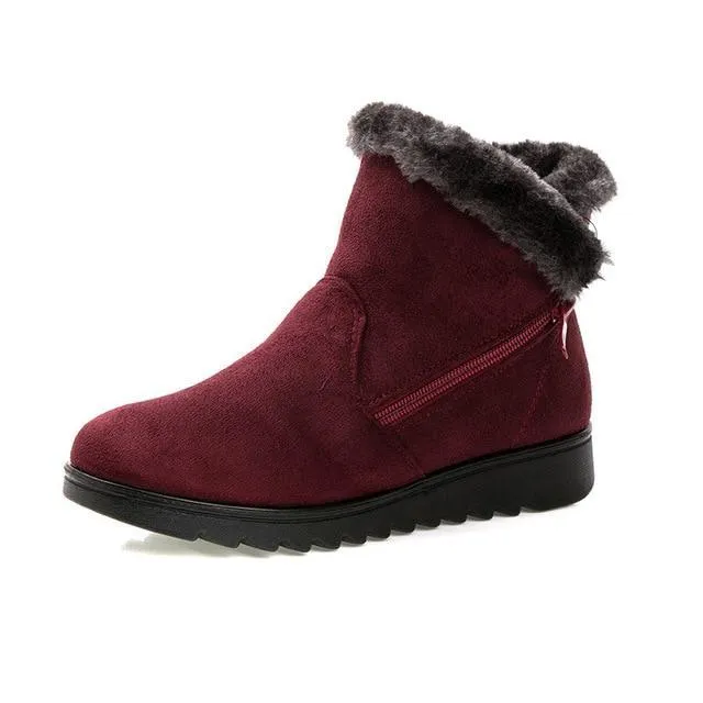 Fur lining anti-slip winter boots for women fur warm ankle boots with zipper