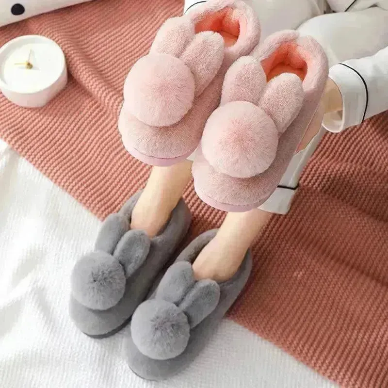 Furry Bunny Plush Indoor Shoes