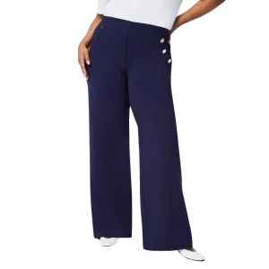 Gold Button Wide Ponte Pants