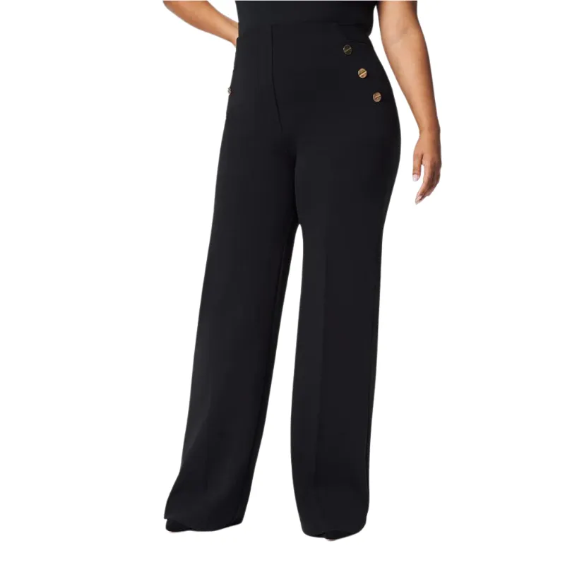Gold Button Wide Ponte Pants