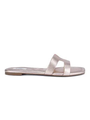 Gold Foux Leather Sliders