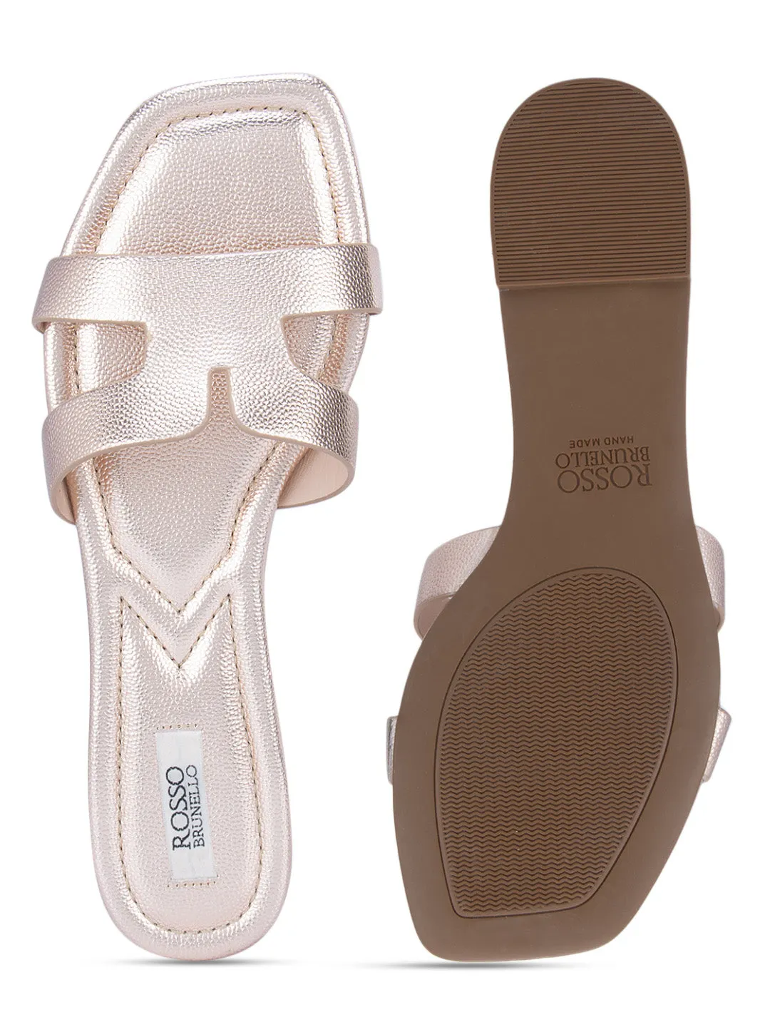 Gold Foux Leather Sliders