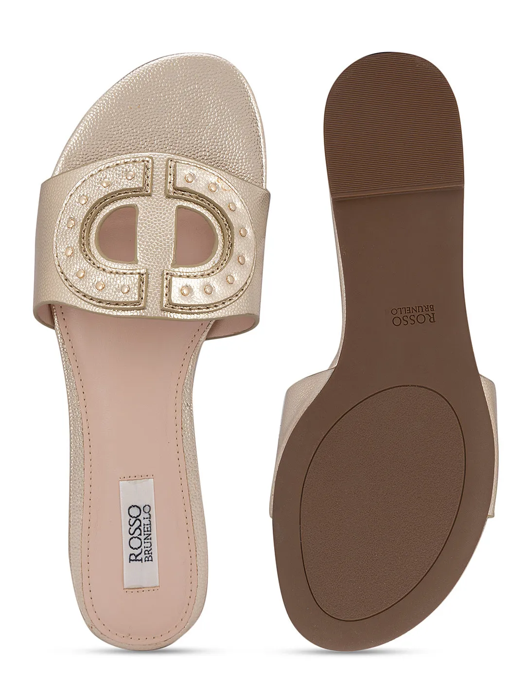 Gold Stud Embellished Sliders